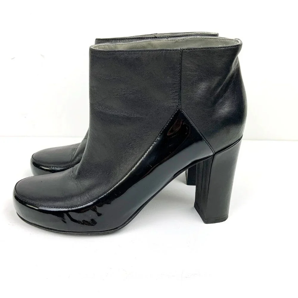 Jil Sander Navy Line Black Mix Leather Ankle Slip-OnBoots Sz 8 - Picture 6 of 16
